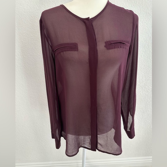 Olive & Oak Deep Wine Sheer Blouse - Picture 1 of 6